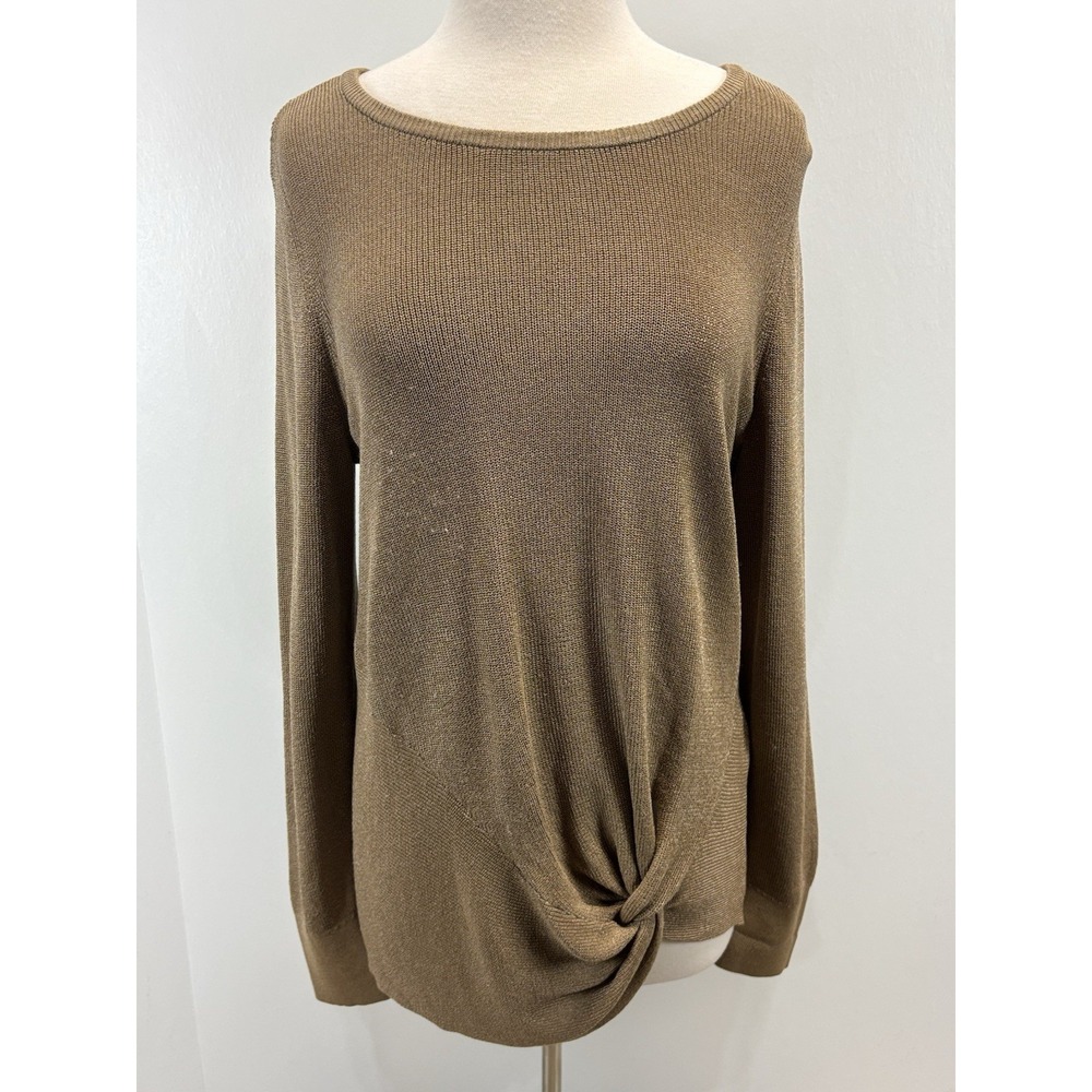 Chicos Side Twist Sweater Sz 2 US Large Women's Brown Tunic Classic
